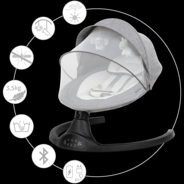 Шезлонг-гойдалка 2в1 Kidwell LUXI Dark Melange/Black 5089 фото