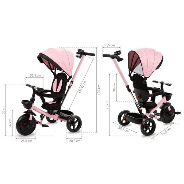Детские трехколесный велосипед с родительской ручкой Kidwell AXEL CHARMY PINK ROTRAXE01A0 фото