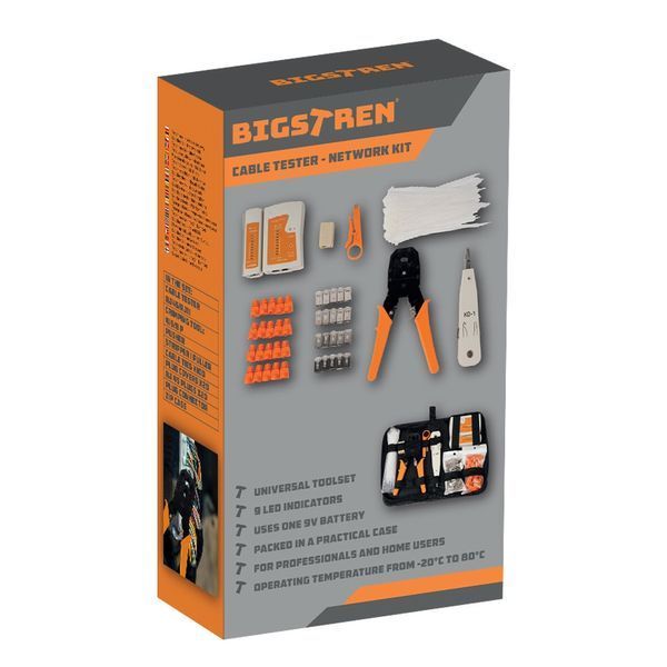 Набор сетевых инструментов Bigstren 145 в 1 с тестером RJ45/RJ11 25834 фото