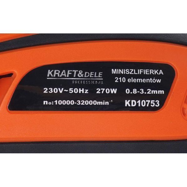 Мини-шлифовальная машина 270 Вт + аксессуары (210 эл.) KRAFT&DELE KD10753 KD10753 фото